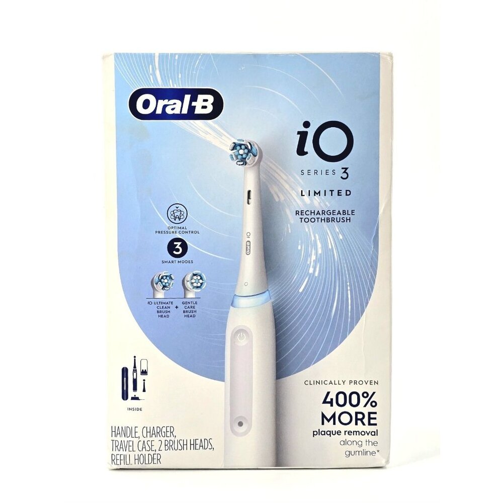 Oral-B iO Series 3 Limited Edition Rechargeable Toothbrush White 2 Brush Heads - Picture 3 of 8